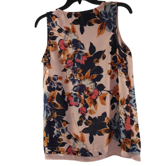 Maurice's Womens Small Pink Floral Sleeveless Sheer Blouse V Neck Summer Casual - Picture 2 of 7